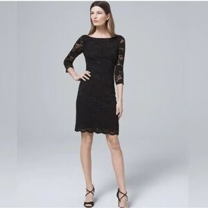 White House Black Market Black Lace stretch sheath Dress